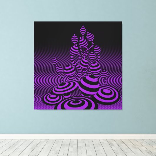 Giant Canvas Paarse Magic Mushrooms 1m². (Insitu (Houten vloer))