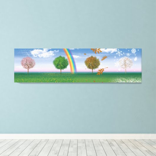 Giant canvas print vier seizoenen unieke digitale (Insitu (Houten vloer))