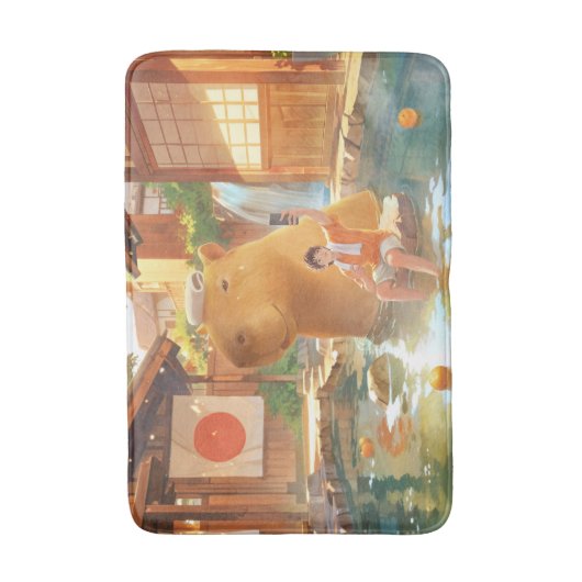 Giant Capybara – Hot Spring Illustratie Badmat (Voorkant Verticaal)
