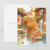 Giant Capybara – Hot Spring Illustratie Briefkaart (Voorkant / Achterkant)