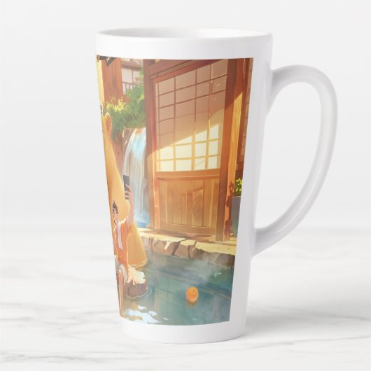 Giant Capybara – Hot Spring Illustratie Latte Mok (Rechts)