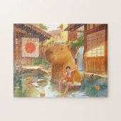 Giant Capybara – Hot Spring Illustratie Legpuzzel (Horizontaal)