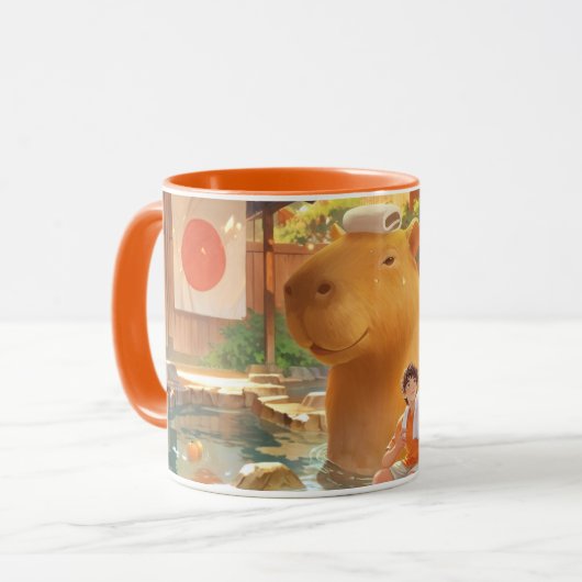 Giant Capybara – Hot Spring Illustratie Mok (Voorkant links)