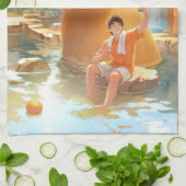 Giant Capybara – Hot Spring Illustratie Theedoek (Gevouwen)