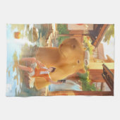 Giant Capybara – Hot Spring Illustratie Theedoek (Horizontaal)