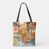 Giant Capybara – Hot Spring Illustratie Tote Bag (Achterkant)