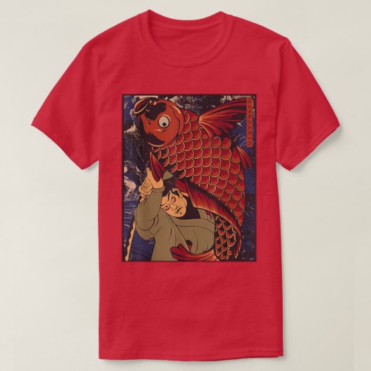 Giant Carp Koi Fish Samurai Warrior Fight T-shirt (Design voorkant)