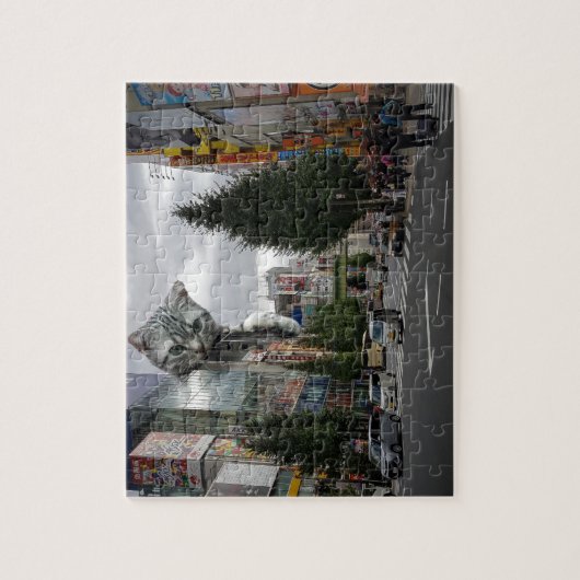 Giant Cat Attacking City Catzilla Cute Monster Legpuzzel (Verticaal)