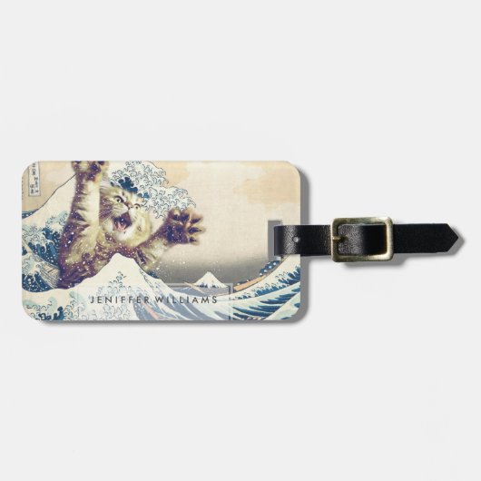 Giant Cat Wave – De Grote Golf van Kanagawa Bagagelabel (Voorkant horizontaal)