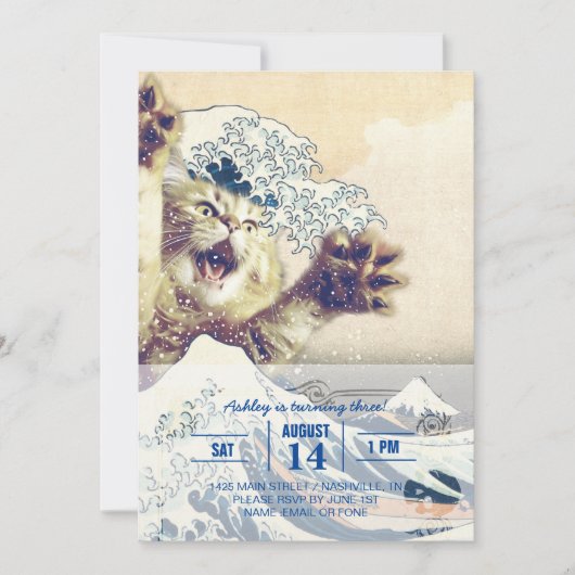 Giant Cat Wave – De Grote Golf van Kanagawa Kaart (Voorkant)