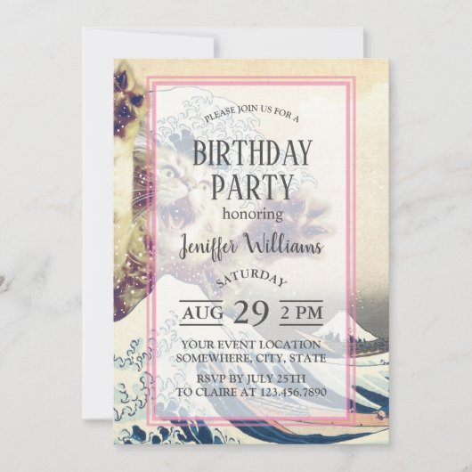 Giant Cat Wave – De Grote Golf van Kanagawa Kaart (Voorkant)