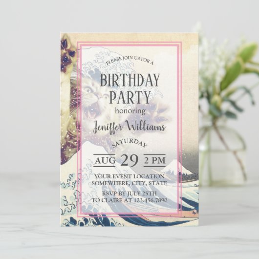 Giant Cat Wave – De Grote Golf van Kanagawa Kaart (Staand voorkant)