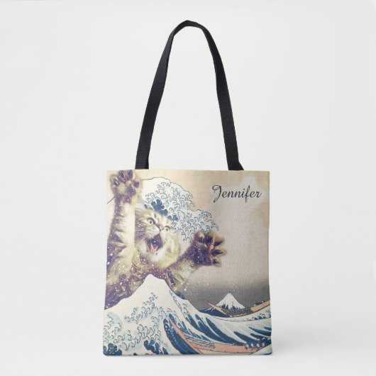 Giant Cat Wave – De Grote Golf van Kanagawa Tote Bag (Voorkant)