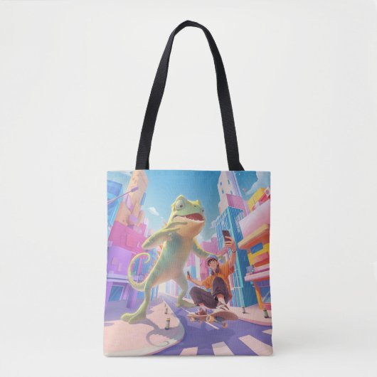 Giant Chameleon – stadsbeeld Tote Bag (Voorkant)
