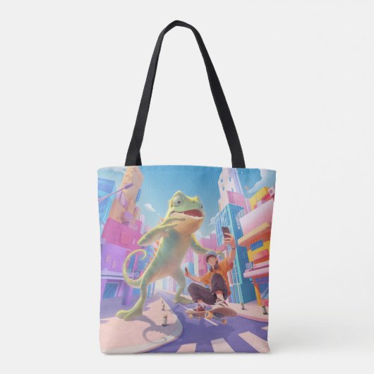 Giant Chameleon – stadsbeeld Tote Bag (Achterkant)