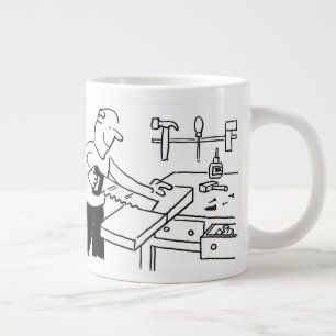 Giant Coffee-Mok met carpenter-illustratie Grote Koffiekop