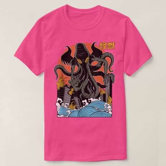 Giant Cthulhu Sunset Japanese T-shirt (Design voorkant)