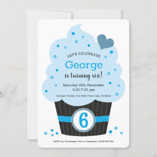 Giant Cupcake Birthday Party Invitation Blue Kaart