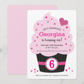 Giant Cupcake Birthday Party Invitation Roze Kaart (Voorkant / Achterkant)