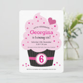 Giant Cupcake Birthday Party Invitation Roze Kaart (Staand voorkant)