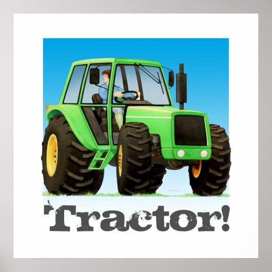 Giant Custom Kinder Green Boerderij Tractor Poster (Voorkant)