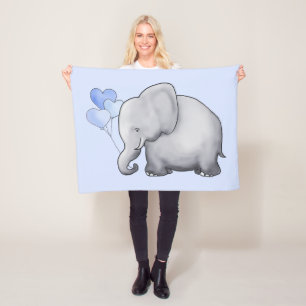Giant Cute Baby Elephant met Balloons Nursery Fleece Deken