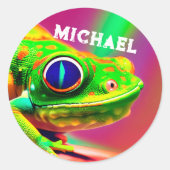 Giant Day Gecko Kleurrijke Hagedis Lover Fun Repti Ronde Sticker (Voorkant)