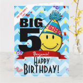 Giant Decade Mark Happy Birthday Glimlachend Grote Kaart (Gele Bloem)