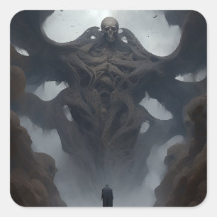Giant Demon Creature Dark Fantasy Horror Vierkante Sticker
