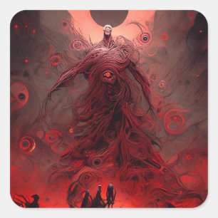 Giant Demon Creature Dark Fantasy Horror Vierkante Sticker