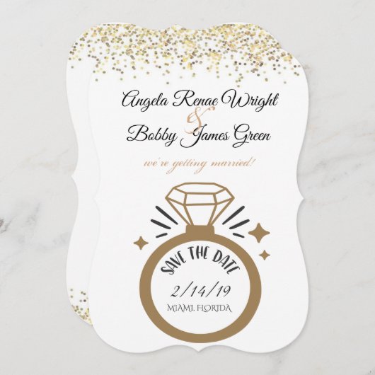 Giant Diamond Ring Save the Date (Voorkant / Achterkant)