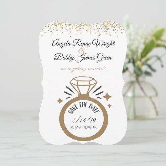 Giant Diamond Ring Save the Date (Staand voorkant)