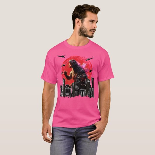 Giant Dinosaur Lizard Kaiju Japanse kunstfilm Lov T-shirt (Voorkant volledig)