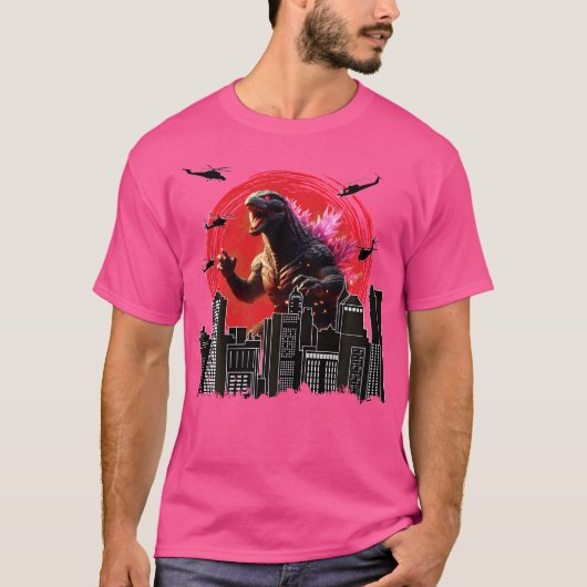 Giant Dinosaur Lizard Kaiju Japanse kunstfilm Lov T-shirt (Voorkant)