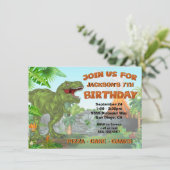 Giant Dinosaur Oerwoud Volcano Birthay Partij Kaart (Staand voorkant)