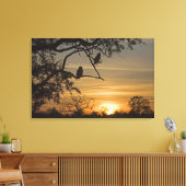 Giant Eagle Owls (Bubo lacteus), gesilhoueteerd te Canvas Afdruk (Insitu (Woonkamer))