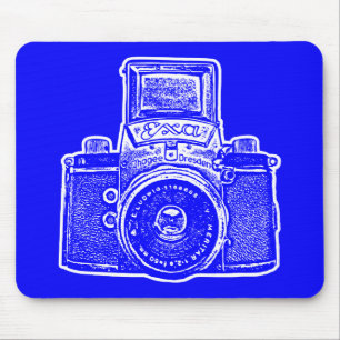 Giant East German Camera - Blue and White Muismat