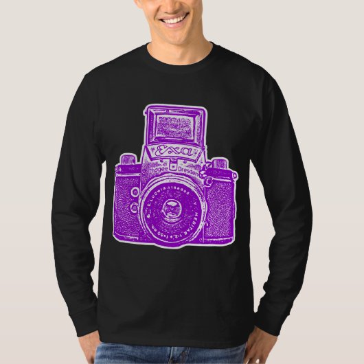 Giant East German Camera - Paars en wit T-shirt (Voorkant)