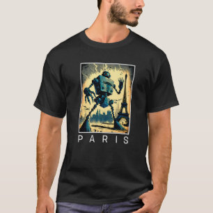 Giant Evil Robot die Parijs aanvalt Sci Fi T-shirt