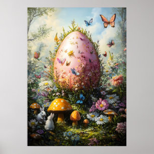 Giant Fantasy Egg in het Forest Mushrooms Poster