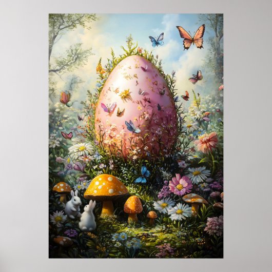 Giant Fantasy Egg in het Forest Mushrooms Poster (Voorkant)