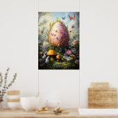 Giant Fantasy Egg in het Forest Mushrooms Poster (Keuken)