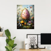 Giant Fantasy Egg in het Forest Mushrooms Poster (Thuiskantoor)