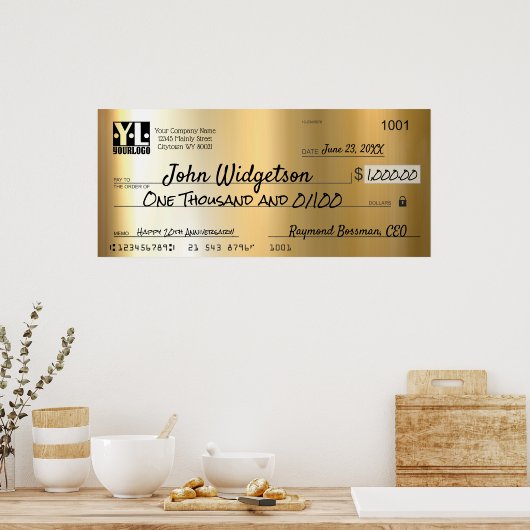 Giant faux Presentation check-bonusprijs voor lief Poster (Keuken)