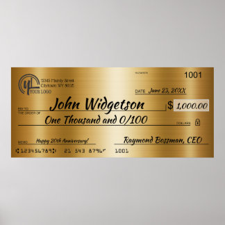 Giant faux Presentation check-bonusprijs voor lief Poster