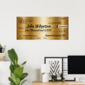 Giant faux Presentation check-bonusprijs voor lief Poster (Thuiskantoor)