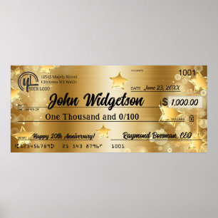 Giant faux Presentation check-bonusprijs voor lief Poster