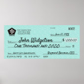 Giant faux Presentation check-bonusprijs voor lief Poster (Voorkant)