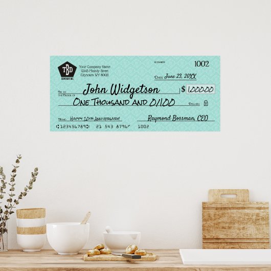 Giant faux Presentation check-bonusprijs voor lief Poster (Keuken)