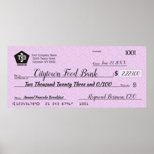 Giant faux Presentation check-bonusprijs voor lief Poster (Voorkant)